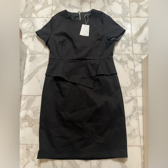 NEW Ted Baker Elynah Asymmetric Peplum Dress $295 Sz 12 - Picture 8 of 14